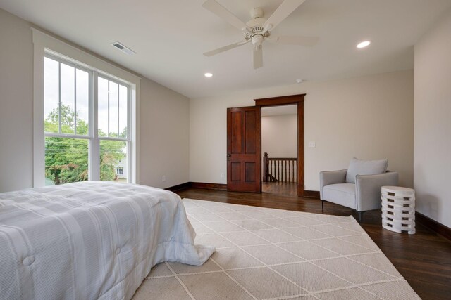 414 W College St, Dickson, TN 37055 - bedroom with wood finished floors, recessed lighting, and ceiling fan