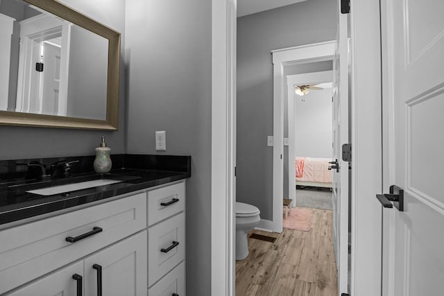 1014 Douglas Ct, Dickson, TN 37055 - ensuite bathroom with vanity, wood finished floors, and a ceiling fan