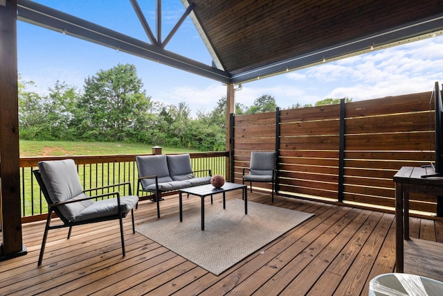 1014 Douglas Ct, Dickson, TN 37055 - wooden terrace with outdoor lounge area and a yard