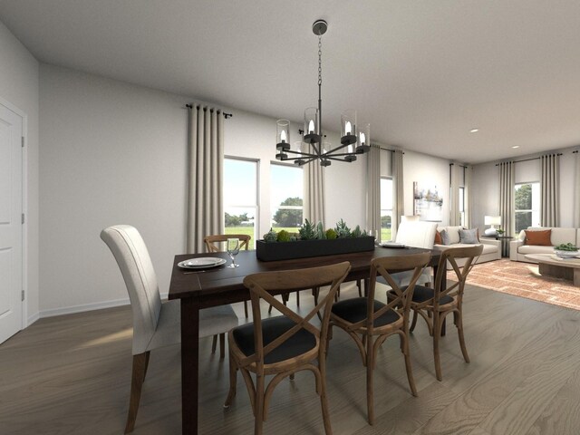 1521 Bear Branch Trce, Columbia, TN 38401 - dining area with wood finished floors, a chandelier, and recessed lighting