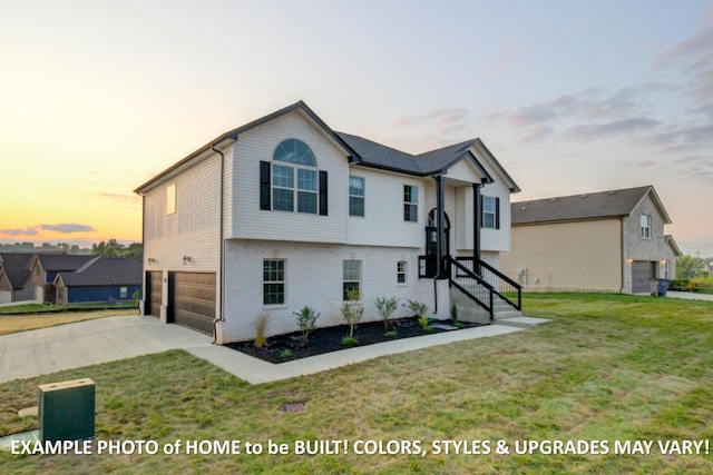 1988 Flats Rd, Cunningham, TN 37052 - split foyer home with a garage, brick siding, driveway, and a front lawn