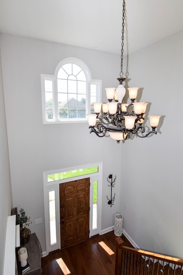 216 Honeysuckle Ln, Lebanon, TN 37087 - foyer with plenty of natural light, dark wood-style floors, and a chandelier
