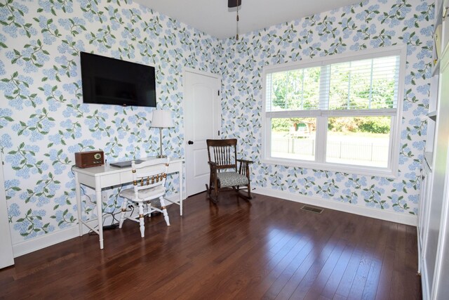 216 Honeysuckle Ln, Lebanon, TN 37087 - home office with wallpapered walls, wood-type flooring, and plenty of natural light