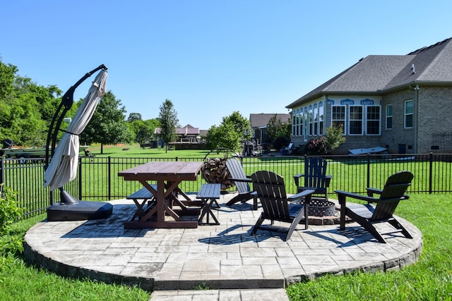 216 Honeysuckle Ln, Lebanon, TN 37087 - view of patio featuring an outdoor fire pit