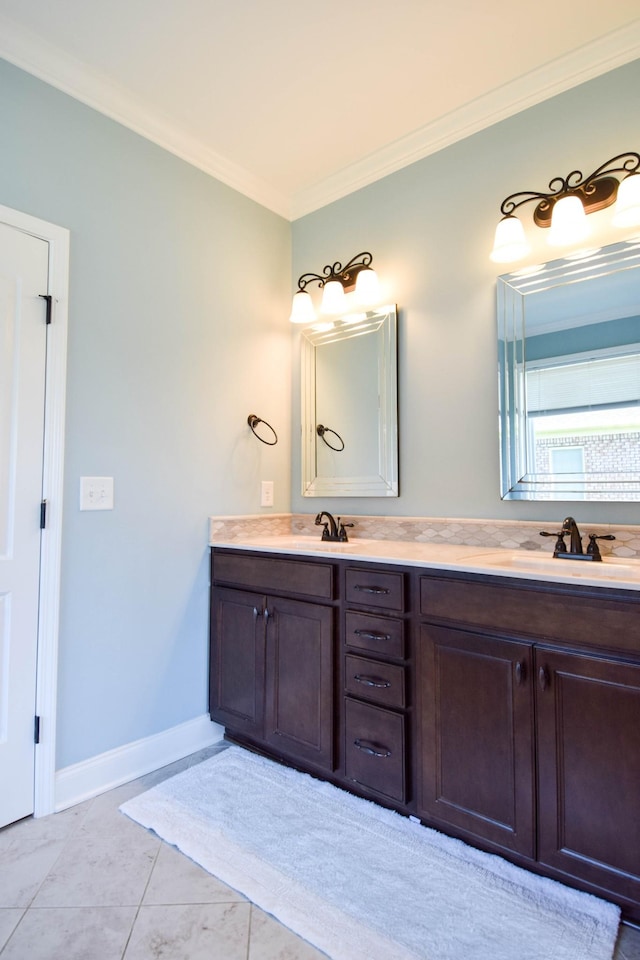 216 Honeysuckle Ln, Lebanon, TN 37087 - bathroom with ornamental molding and double vanity