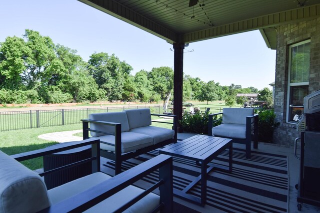 216 Honeysuckle Ln, Lebanon, TN 37087 - fenced backyard with an outdoor living space and a patio