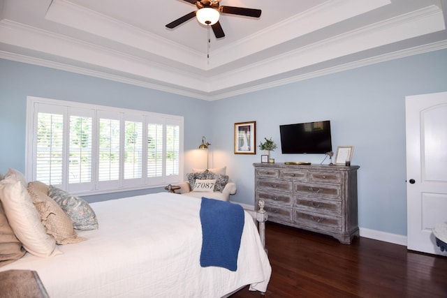 216 Honeysuckle Ln, Lebanon, TN 37087 - bedroom with a raised ceiling, wood finished floors, ornamental molding, and a ceiling fan