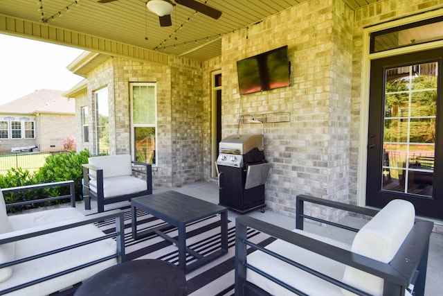 216 Honeysuckle Ln, Lebanon, TN 37087 - view of patio / terrace with a ceiling fan, an outdoor hangout area, and area for grilling