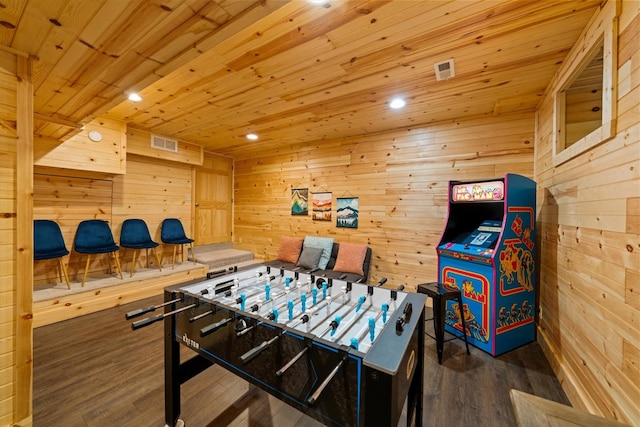 945 Scenic Trl, Gatlinburg, TN 37738 - recreation room featuring wood walls, wooden ceiling, wood finished floors, and recessed lighting
