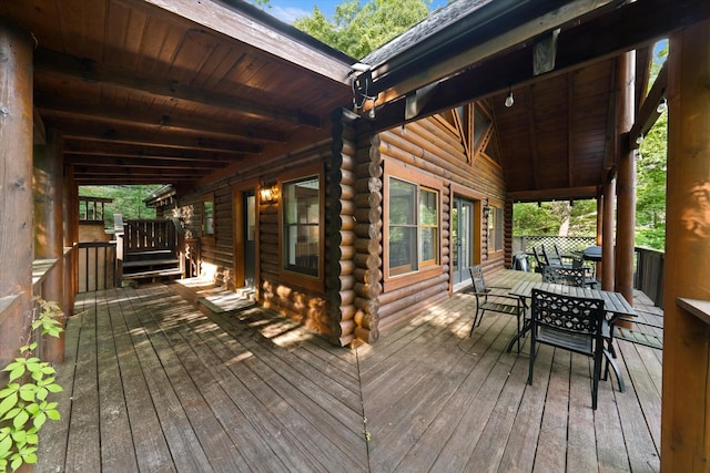 945 Scenic Trl, Gatlinburg, TN 37738 - wooden terrace featuring outdoor dining area