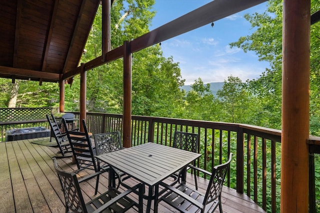 945 Scenic Trl, Gatlinburg, TN 37738 - wooden terrace with outdoor dining space
