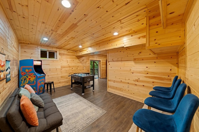945 Scenic Trl, Gatlinburg, TN 37738 - rec room with wooden walls, recessed lighting, wood ceiling, and wood finished floors