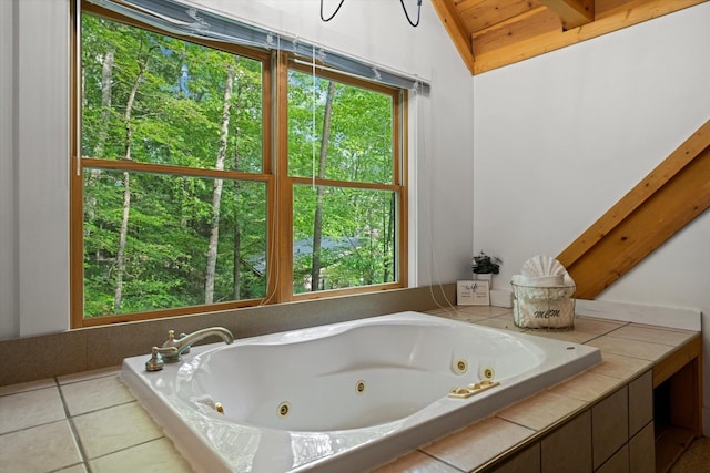 945 Scenic Trl, Gatlinburg, TN 37738 - full bathroom featuring healthy amount of natural light, a whirlpool tub, and wood ceiling