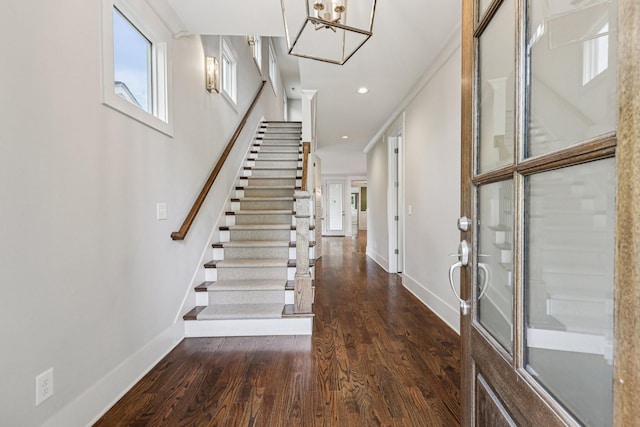 1605 Stokes Ln Unit A, Nashville, TN 37215 - foyer entrance with stairway, wood finished floors, a chandelier, and recessed lighting