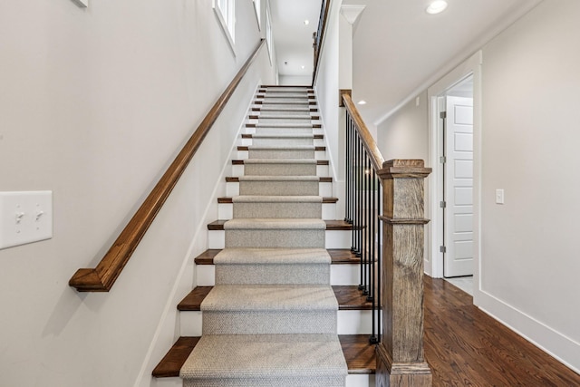 1605 Stokes Ln Unit A, Nashville, TN 37215 - stairway featuring wood finished floors and recessed lighting