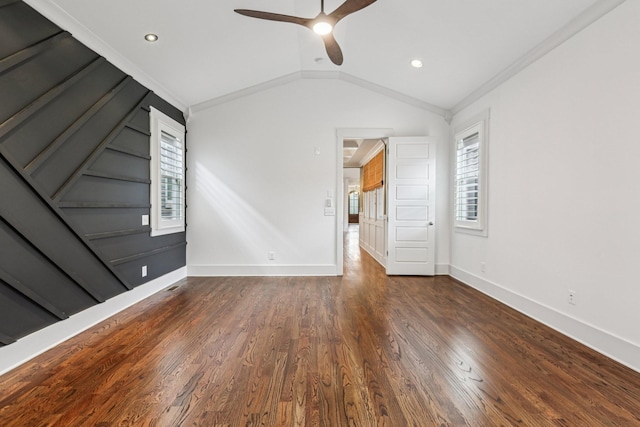 1605 Stokes Ln Unit A, Nashville, TN 37215 - spare room with ceiling fan, healthy amount of natural light, wood finished floors, vaulted ceiling, and recessed lighting