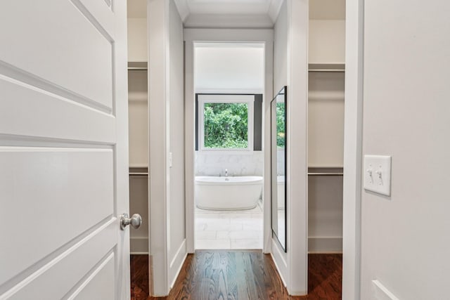 1605 Stokes Ln Unit A, Nashville, TN 37215 - bathroom with a spacious closet, a freestanding tub, and wood finished floors