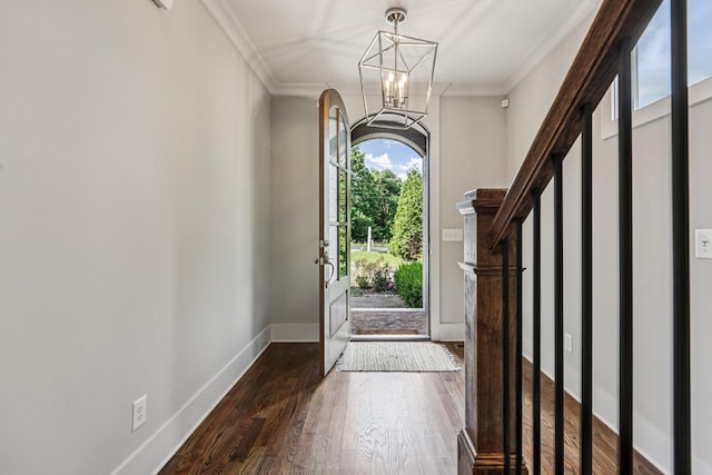 1605 Stokes Ln Unit A, Nashville, TN 37215 - entryway with a chandelier, ornamental molding, and dark wood finished floors