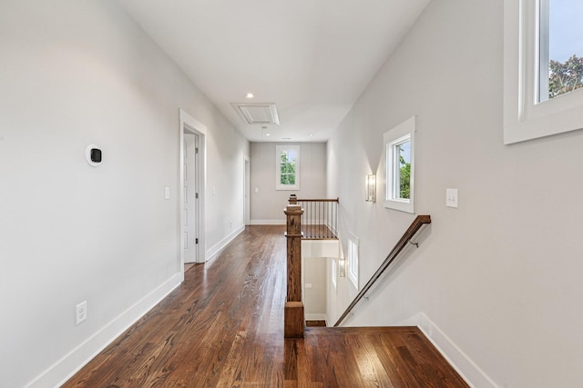 1605 Stokes Ln Unit A, Nashville, TN 37215 - hall featuring an upstairs landing, attic access, wood finished floors, and recessed lighting