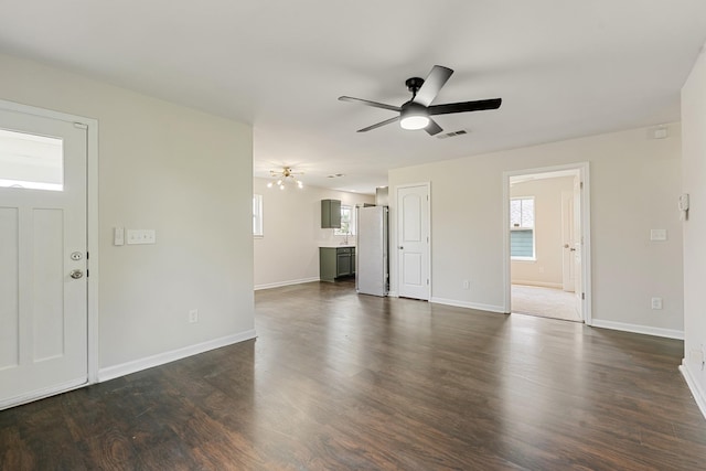 3136 Lauren Evelyn Way, Nashville, TN 37207 - unfurnished living room with ceiling fan and dark wood finished floors