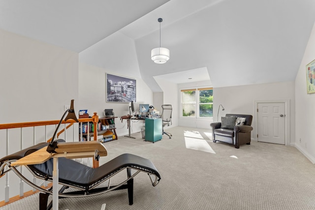 162 N Berwick Ln, Franklin, TN 37069 - living area with lofted ceiling, a desk, and carpet floors
