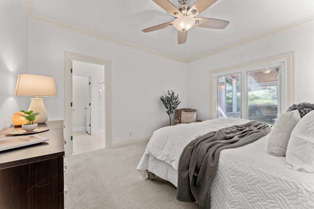 162 N Berwick Ln, Franklin, TN 37069 - bedroom with crown molding, carpet flooring, ceiling fan, and ensuite bath