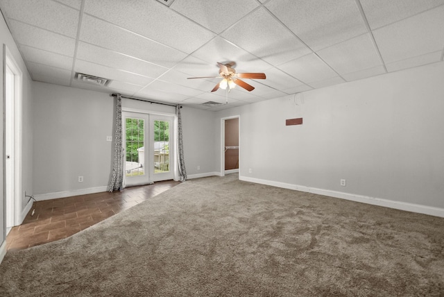 3158 Whitetail Dr, Clarksville, TN 37043 - carpeted empty room featuring a drop ceiling, a ceiling fan, and tile patterned flooring