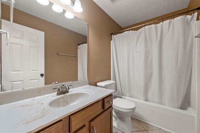 3158 Whitetail Dr, Clarksville, TN 37043 - full bathroom featuring vanity, a textured ceiling, tile patterned floors, and shower / bath combo