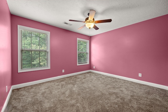 3158 Whitetail Dr, Clarksville, TN 37043 - spare room with plenty of natural light, a ceiling fan, carpet flooring, and a textured ceiling