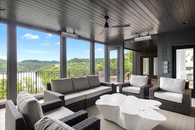 928 Harbor Pointe Dr, Silver Point, TN 38582 - view of patio featuring outdoor lounge area, ceiling fan, and a water view