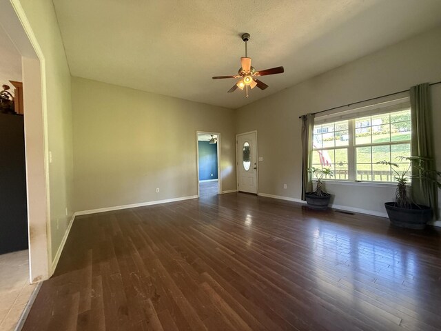 191 Lookout Cir, Trenton, GA 30752 - unfurnished living room featuring a ceiling fan and wood finished floors