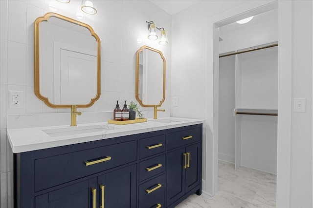 1122 Ridgecrest Dr, Dickson, TN 37055 - bathroom featuring double vanity and marble finish flooring