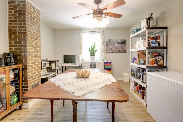3150 Sugar Creek Rd, Woodlawn, TN 37191 - dining space with ceiling fan and light wood finished floors