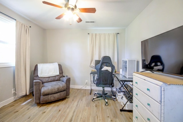 3150 Sugar Creek Rd, Woodlawn, TN 37191 - office area with light wood-style flooring and ceiling fan