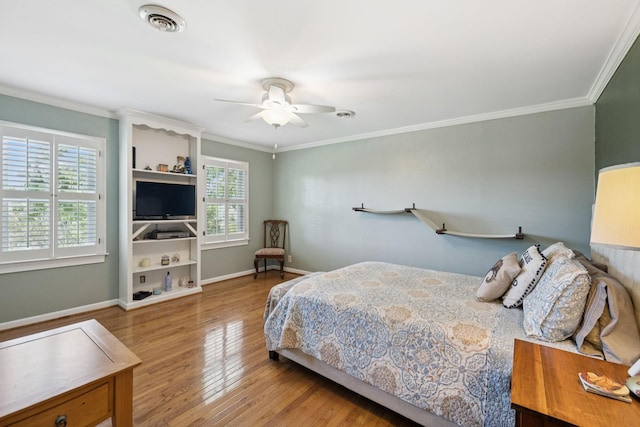 1201 Natchez Rd, Franklin, TN 37069 - bedroom featuring wood finished floors, crown molding, and a ceiling fan