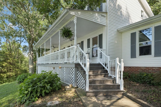 1201 Natchez Rd, Franklin, TN 37069 - view of front of house featuring a ceiling fan and covered porch