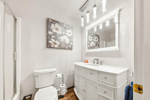 1150 Mattox Town Rd, Lawrenceburg, TN 38464 - bathroom with vanity, a shower with door, and wood finished floors