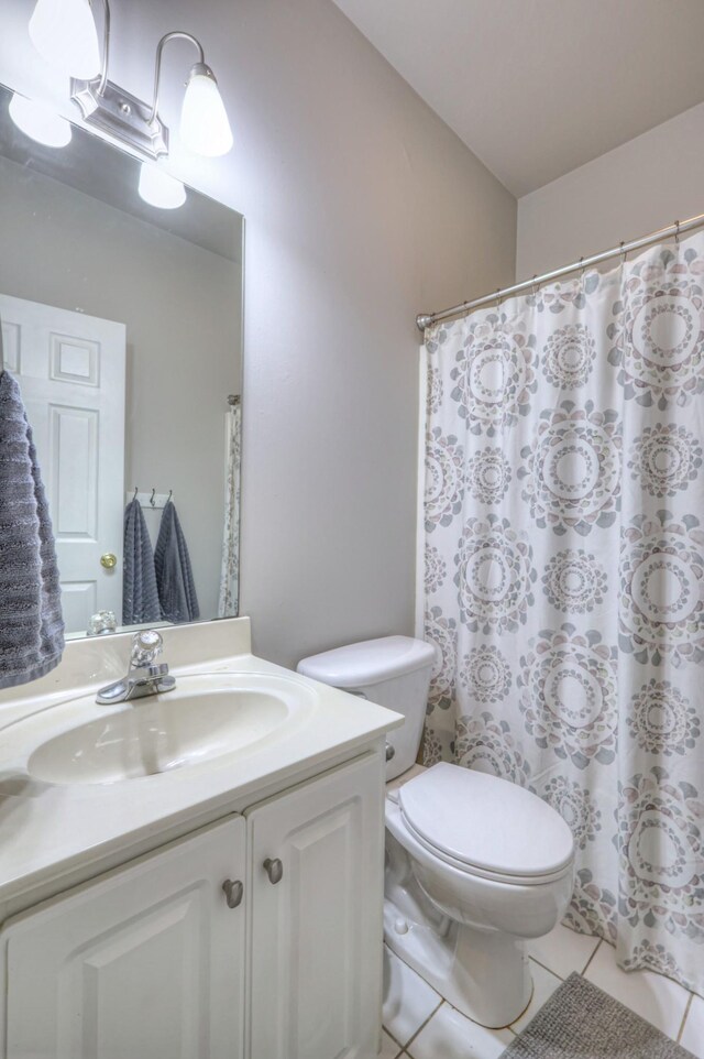 3307 Milton Ct, Thompsons Station, TN 37179 - full bath with tile patterned flooring, vanity, and curtained shower