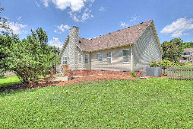 3307 Milton Ct, Thompsons Station, TN 37179 - rear view of house with crawl space, a chimney, and roof with shingles