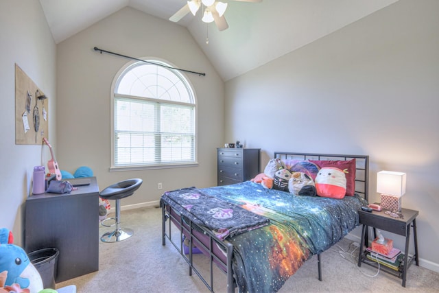 3307 Milton Ct, Thompsons Station, TN 37179 - carpeted bedroom with lofted ceiling and a ceiling fan