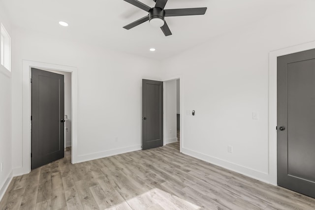 1111 W End Ave N, Lewisburg, TN 37091 - unfurnished bedroom featuring light wood-type flooring, recessed lighting, and ceiling fan