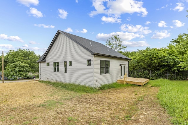 1111 W End Ave N, Lewisburg, TN 37091 - view of home's exterior with a wooden deck and a shingled roof