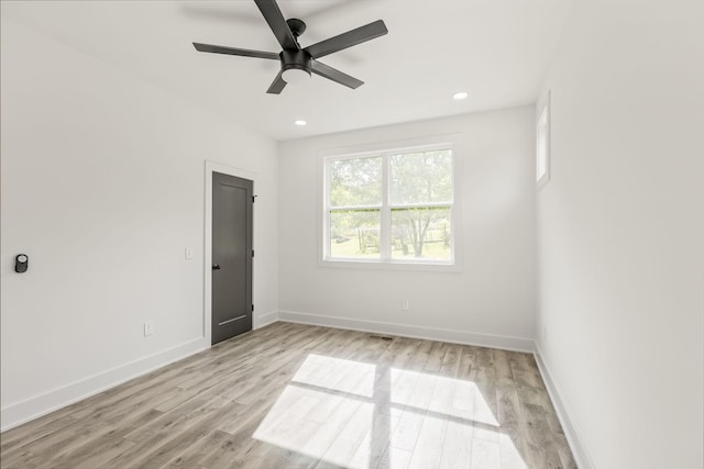1111 W End Ave N, Lewisburg, TN 37091 - spare room with light wood-style flooring, ceiling fan, and recessed lighting