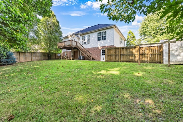 720 Superior Ln, Clarksville, TN 37043 - rear view of property featuring stairway, a wooden deck, a fenced backyard, and brick siding