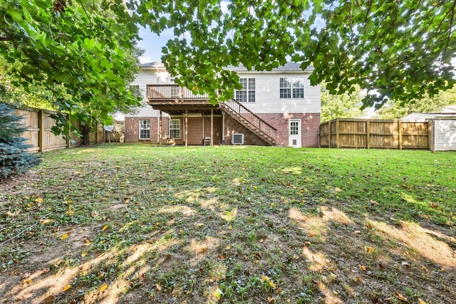 720 Superior Ln, Clarksville, TN 37043 - rear view of property featuring stairs, a wooden deck, brick siding, and a fenced backyard