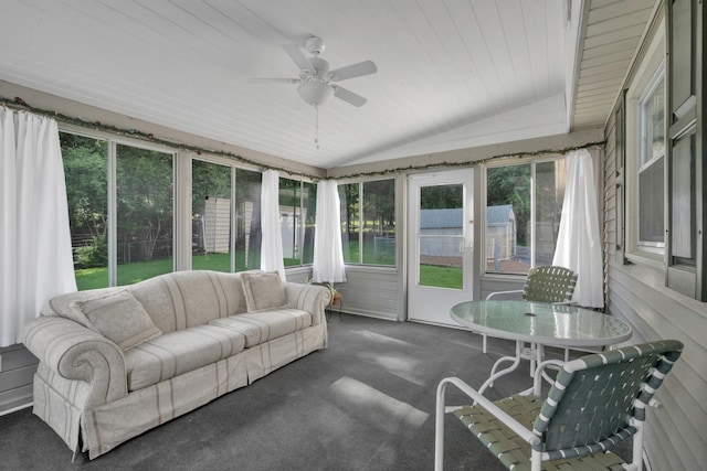 706 Running Deer Dr, Columbia, TN 38401 - sunroom / solarium with lofted ceiling, ceiling fan, and an outdoor hangout area
