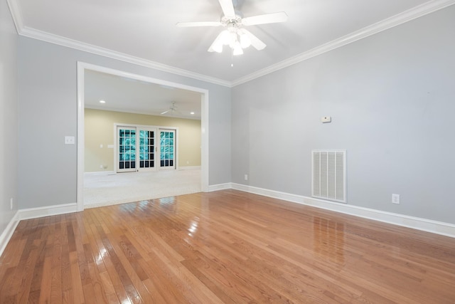 599 Countryside Dr, Loretto, TN 38469 - unfurnished room featuring a ceiling fan, hardwood / wood-style floors, and ornamental molding