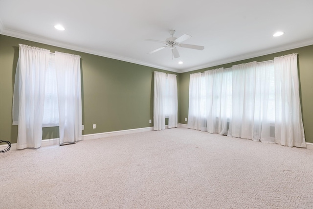 599 Countryside Dr, Loretto, TN 38469 - carpeted spare room featuring crown molding, ceiling fan, healthy amount of natural light, and recessed lighting