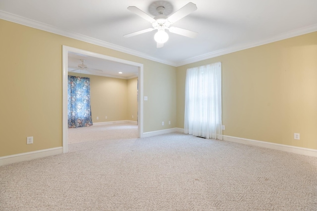 599 Countryside Dr, Loretto, TN 38469 - carpeted spare room featuring ornamental molding and a ceiling fan