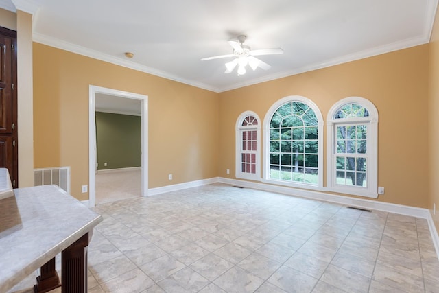 599 Countryside Dr, Loretto, TN 38469 - spare room with ceiling fan and crown molding